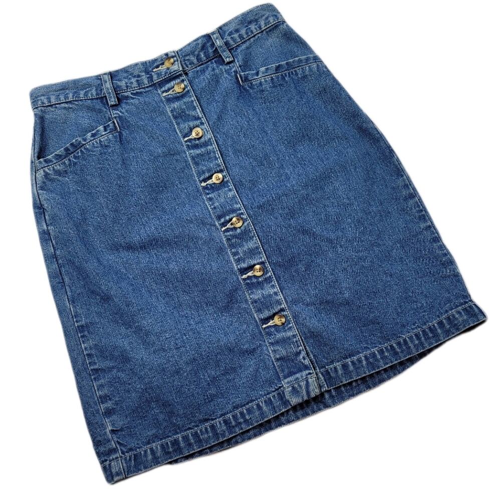 Eddie Bauer Button Front Denim Pencil Skirt size 10